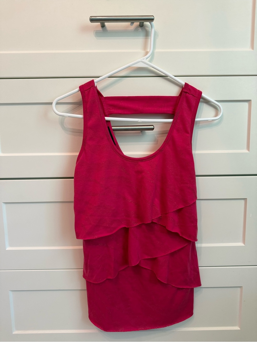 Iz Byer Vibrant Pink Ruffled Sleeveless Top